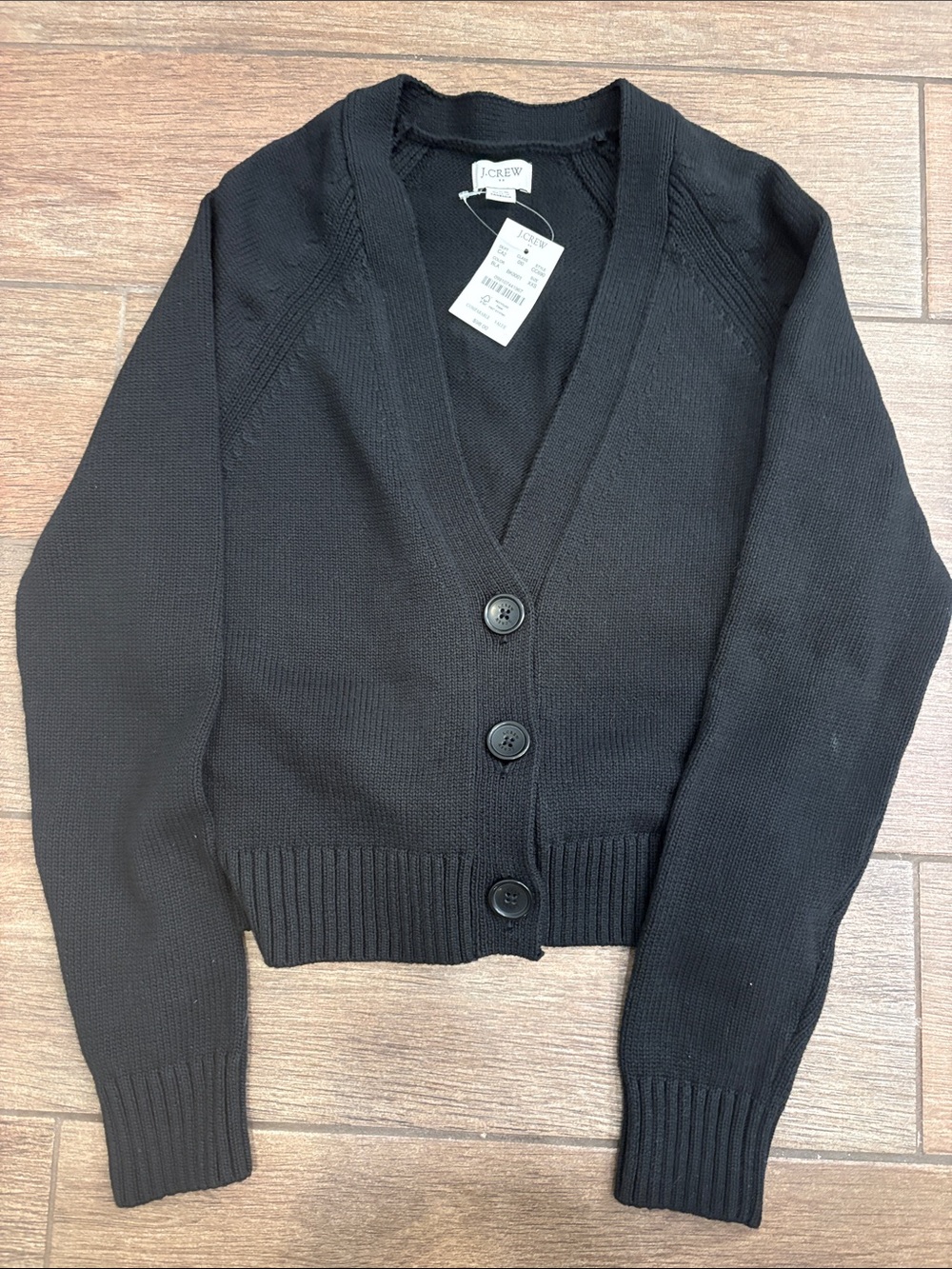 J. Crew Black V-Neck Button Cardigan Sweater